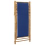 Silla de playa de bambú y lona azul marino de vidaXL, Sillas de jardín - Ref: Foro24-313019, Precio: 55,84 €, Descuento: %