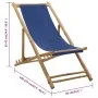 Silla de playa de bambú y lona azul marino de vidaXL, Sillas de jardín - Ref: Foro24-313019, Precio: 53,01 €, Descuento: %