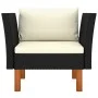 Gartensofa aus synthetischem Rattan und massivem Eukalyptusholz von vidaXL, Modulare Sofas für den Außenbereich - Ref: Foro24...