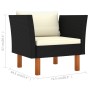 Sofá de jardín de ratán sintético y madera maciza de eucalipto de vidaXL, Sofás modulares de exterior - Ref: Foro24-315764, P...