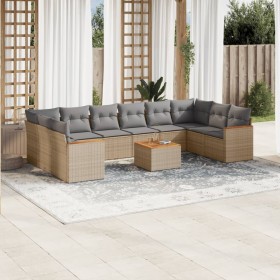 Set de sofás de jardín 11pzas con cojines ratán sintético beige en Conjuntos de jardín | Comprar online en Foru.es