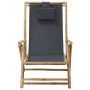 Silla de relax reclinable de bambú y tela gris oscuro de vidaXL, Sillas de jardín - Ref: Foro24-313024, Precio: 74,21 €, Desc...