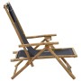 Silla de relax reclinable de bambú y tela gris oscuro de vidaXL, Sillas de jardín - Ref: Foro24-313024, Precio: 74,21 €, Desc...