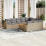 Set de sofás de jardín 11pzas con cojines ratán sintético beige en Conjuntos de jardín | Comprar online en Foru.es