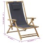 Silla de relax reclinable de bambú y tela gris oscuro de vidaXL, Sillas de jardín - Ref: Foro24-313024, Precio: 74,21 €, Desc...