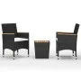 Mesa y sillas jardín 3 pzas ratán sintético madera acacia negro de vidaXL, Conjuntos de jardín - Ref: Foro24-3058366, Precio:...