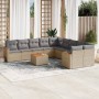 Set de sofás de jardín 11pzas con cojines ratán sintético beige en Conjuntos de jardín | Comprar online en Foru.es