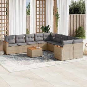 Set de sofás de jardín 11pzas con cojines ratán sintético beige en Conjuntos de jardín | Comprar online en Foru.es