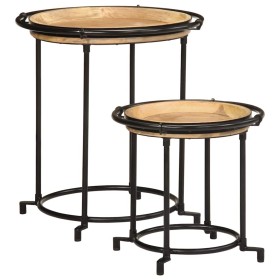 Juego de mesas auxiliar 2 piezas madera maciza de mango de , Mesas auxiliares - Ref: Foro24-4013513, Precio: 89,95 €, Descuen...