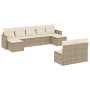 Set de sofás de jardín 9 pzas con cojines ratán sintético beige en Conjuntos de jardín | Comprar online en Foru.es