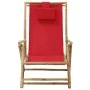 Reclining bamboo and red fabric relaxation chair by vidaXL, Garden chairs - Ref: Foro24-313026, Price: 54,40 €, Discount: %
