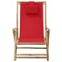 Silla de relax reclinable de bambú y tela roja de vidaXL, Sillas de jardín - Ref: Foro24-313026, Precio: 54,73 €, Descuento: %