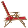 Silla de relax reclinable de bambú y tela roja de vidaXL, Sillas de jardín - Ref: Foro24-313026, Precio: 54,73 €, Descuento: %