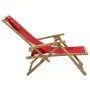 Reclining bamboo and red fabric relaxation chair by vidaXL, Garden chairs - Ref: Foro24-313026, Price: 54,40 €, Discount: %