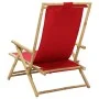 Reclining bamboo and red fabric relaxation chair by vidaXL, Garden chairs - Ref: Foro24-313026, Price: 54,40 €, Discount: %