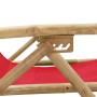 Silla de relax reclinable de bambú y tela roja de vidaXL, Sillas de jardín - Ref: Foro24-313026, Precio: 54,73 €, Descuento: %