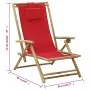 Reclining bamboo and red fabric relaxation chair by vidaXL, Garden chairs - Ref: Foro24-313026, Price: 54,40 €, Discount: %