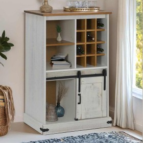 Vinoteca HALDEN con botelleros y puerta corredera blanco pino de , Armarios para vino y licores - Ref: Foro24-4018446, Precio...