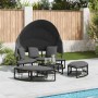 Tumbona cama de jardín con capota y cojines ratán PE negro de , Camas para exteriores - Ref: Foro24-4108234, Precio: 355,46 €...