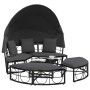 Tumbona cama de jardín con capota y cojines ratán PE negro de , Camas para exteriores - Ref: Foro24-4108234, Precio: 355,46 €...