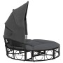 Tumbona cama de jardín con capota y cojines ratán PE negro de , Camas para exteriores - Ref: Foro24-4108234, Precio: 355,46 €...