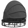 Tumbona cama de jardín con capota y cojines ratán PE negro de , Camas para exteriores - Ref: Foro24-4108234, Precio: 355,46 €...