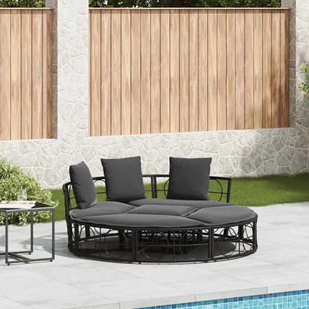 Tumbona cama de jardín sin capota ratán PE negro de , Camas para exteriores - Ref: Foro24-4108236, Precio: 292,25 €, Descuent...