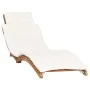 Folding sun lounger with cream white cushion solid teak wood by vidaXL, Loungers - Ref: Foro24-310667, Price: 188,29 €, Disco...