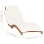Folding sun lounger with cream white cushion solid teak wood by vidaXL, Loungers - Ref: Foro24-310667, Price: 188,29 €, Disco...