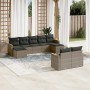Set de muebles de jardín 9 pzas y cojines ratán sintético gris en Conjuntos de jardín | Comprar online en Foru.es