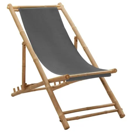 Silla de playa de bambú y lona gris oscuro de vidaXL, Sillas de jardín - Ref: Foro24-313018, Precio: 59,40 €, Descuento: %