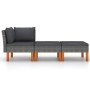 Set muebles de jardín 3 pzas ratán sintético madera eucalipto de vidaXL, Sofás modulares de exterior - Ref: Foro24-315760, Pr...