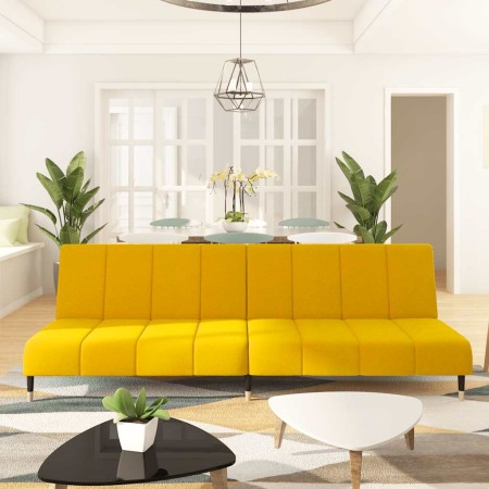 Sofá cama de 2 plazas terciopelo amarillo de , Sofás - Ref: Foro24-375881, Precio: 253,56 €, Descuento: %