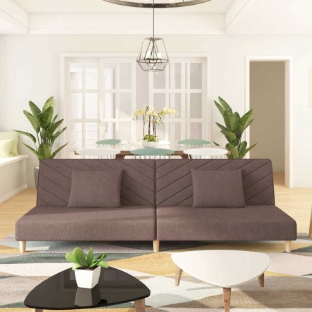 Sofá cama de 2 plazas con dos almohadas tela gris taupe de , Sofás - Ref: Foro24-375897, Precio: 227,59 €, Descuento: %