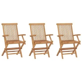 Sillas de jardín plegables 3 unidades madera maciza de teca de vidaXL, Sillas de jardín - Ref: Foro24-315444, Precio: 192,14 ...
