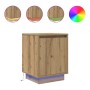 Mesitas de noche con luces LED 2 uds roble artisan 38x34x50 cm de , Mesitas de noche - Ref: Foro24-861282, Precio: 79,64 €, D...