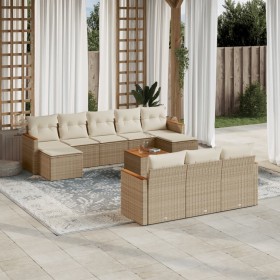 Set de sofás de jardín 11pzas con cojines ratán sintético beige en Conjuntos de jardín | Comprar online en Foru.es