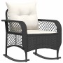Silla mecedora de jardín con cojines ratán sintético negro de , Sillas de jardín - Ref: Foro24-4104193, Precio: 110,57 €, Des...