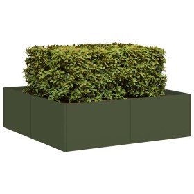 Jardinera acero verde oliva 100x100x30 cm de , Maceteros y jardineras - Ref: Foro24-860811, Precio: 73,27 €, Descuento: %