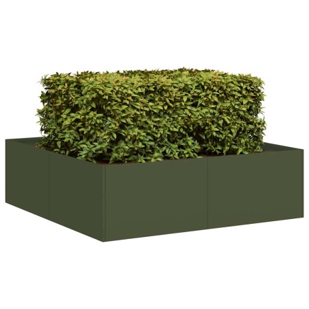 Jardinera acero verde oliva 100x100x30 cm de , Maceteros y jardineras - Ref: Foro24-860811, Precio: 73,27 €, Descuento: %