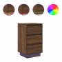 Mesilla de noche con luces LED roble marrón 38x34x65 cm de , Mesitas de noche - Ref: Foro24-861307, Precio: 73,52 €, Descuent...