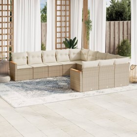 Set de sofás de jardín 11pzas con cojines ratán sintético beige en Conjuntos de jardín | Comprar online en Foru.es