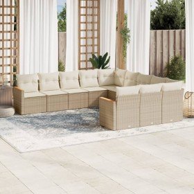 Set de sofás de jardín 11pzas con cojines ratán sintético beige en Conjuntos de jardín | Comprar online en Foru.es