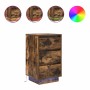 Mesilla de noche con luces LED roble ahumado 38x34x65 cm de , Mesitas de noche - Ref: Foro24-861305, Precio: 72,09 €, Descuen...