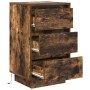 Mesilla de noche con luces LED roble ahumado 38x34x65 cm de , Mesitas de noche - Ref: Foro24-861305, Precio: 72,09 €, Descuen...