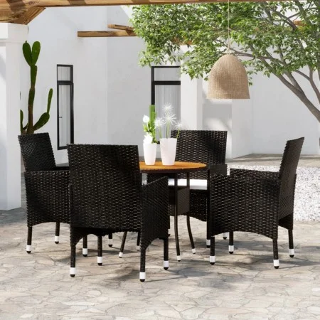 Juego de comedor para jardín 5 piezas ratán sintético negro de vidaXL, Conjuntos de jardín - Ref: Foro24-3058492, Precio: 326...