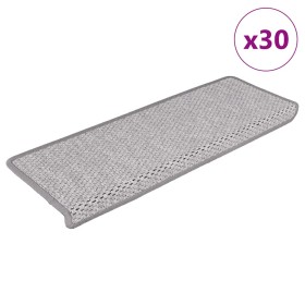 Alfombra autoadhesiva escalera sisal 30 uds 65x21x4 cm Platina de , Alfombrillas para escalones - Ref: Foro24-3365882, Precio...