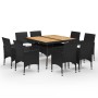 Set de comedor de jardín 9 pzas ratán PE y madera acacia negro de vidaXL, Conjuntos de jardín - Ref: Foro24-3058342, Precio: ...
