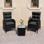 Mesa y sillas de jardín 3 piezas ratán sintético y vidrio negro de vidaXL, Conjuntos de jardín - Ref: Foro24-3058536, Precio:...