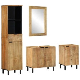 Conjunto de muebles de baño 4 piezas marrón madera maciza mango de , Muebles de baño - Ref: Foro24-3310008, Precio: 473,38 €,...